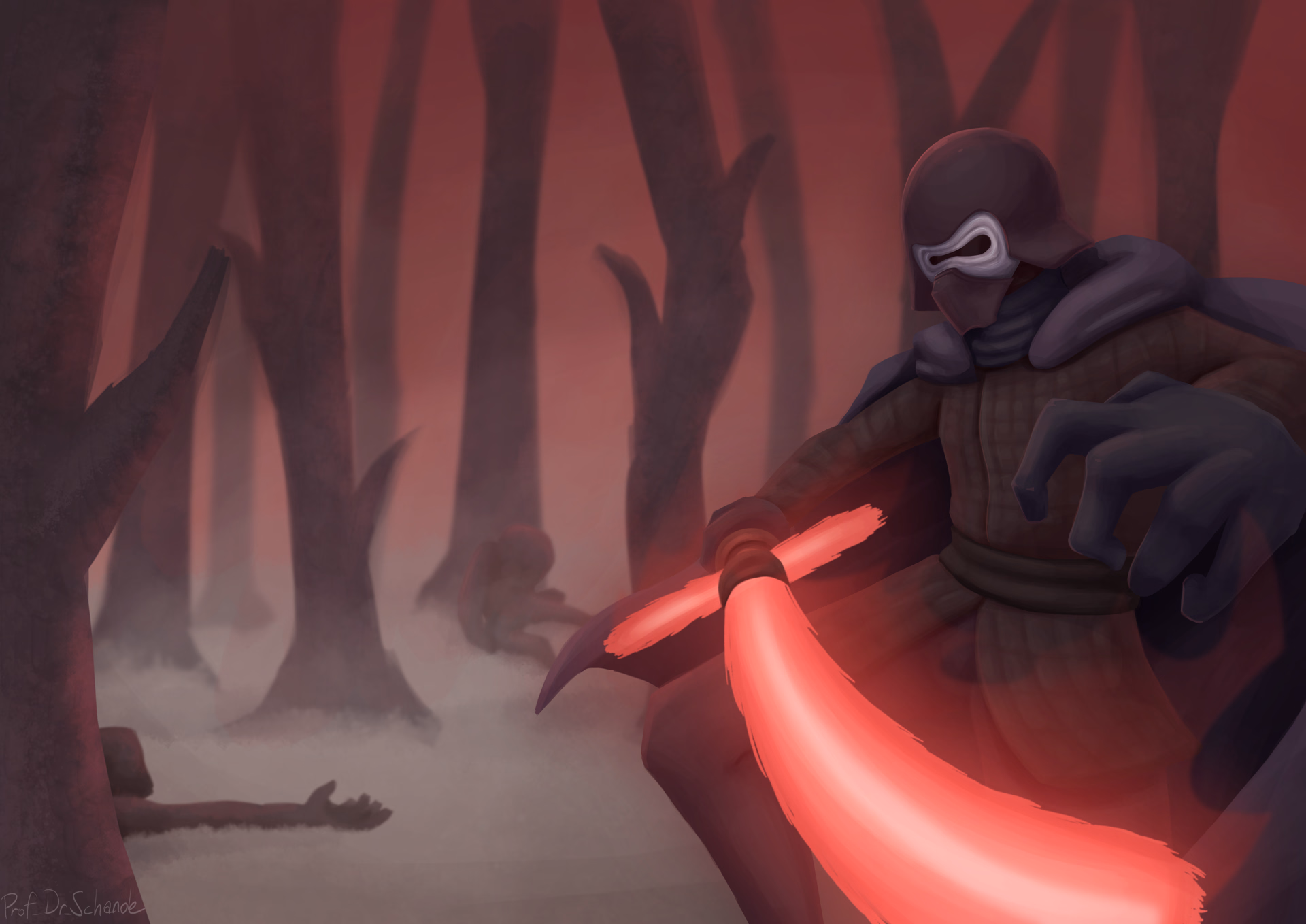a commissioned piece of Kylo Ren from the Star Wars movies