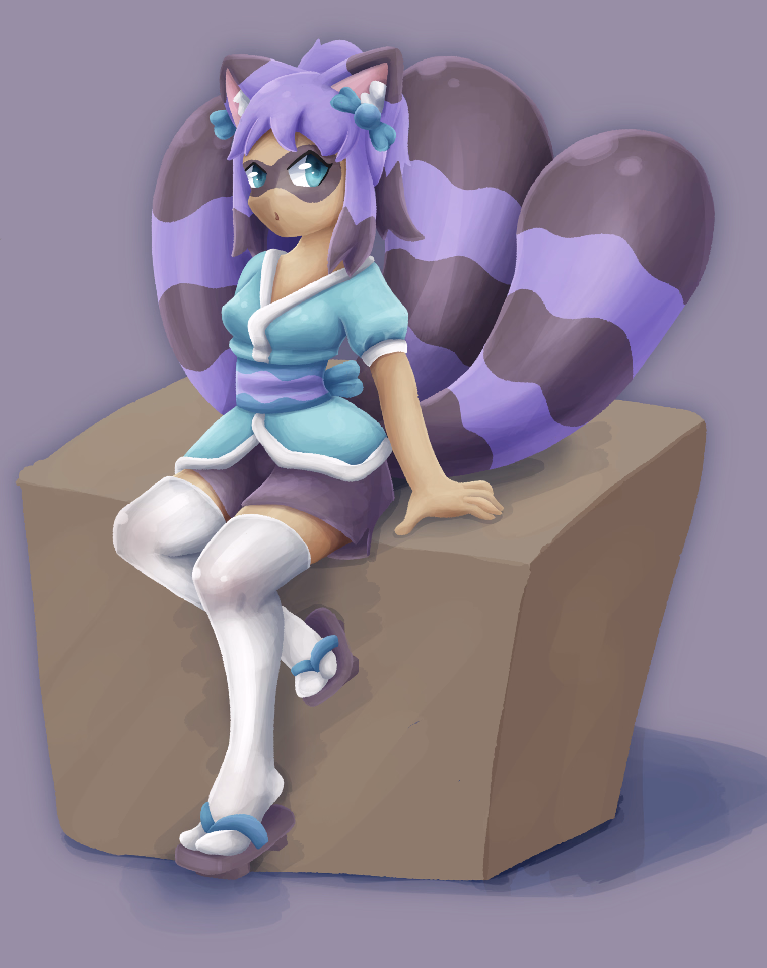 an early drawing of one of my original characters Arai, a Racoon Kumiho