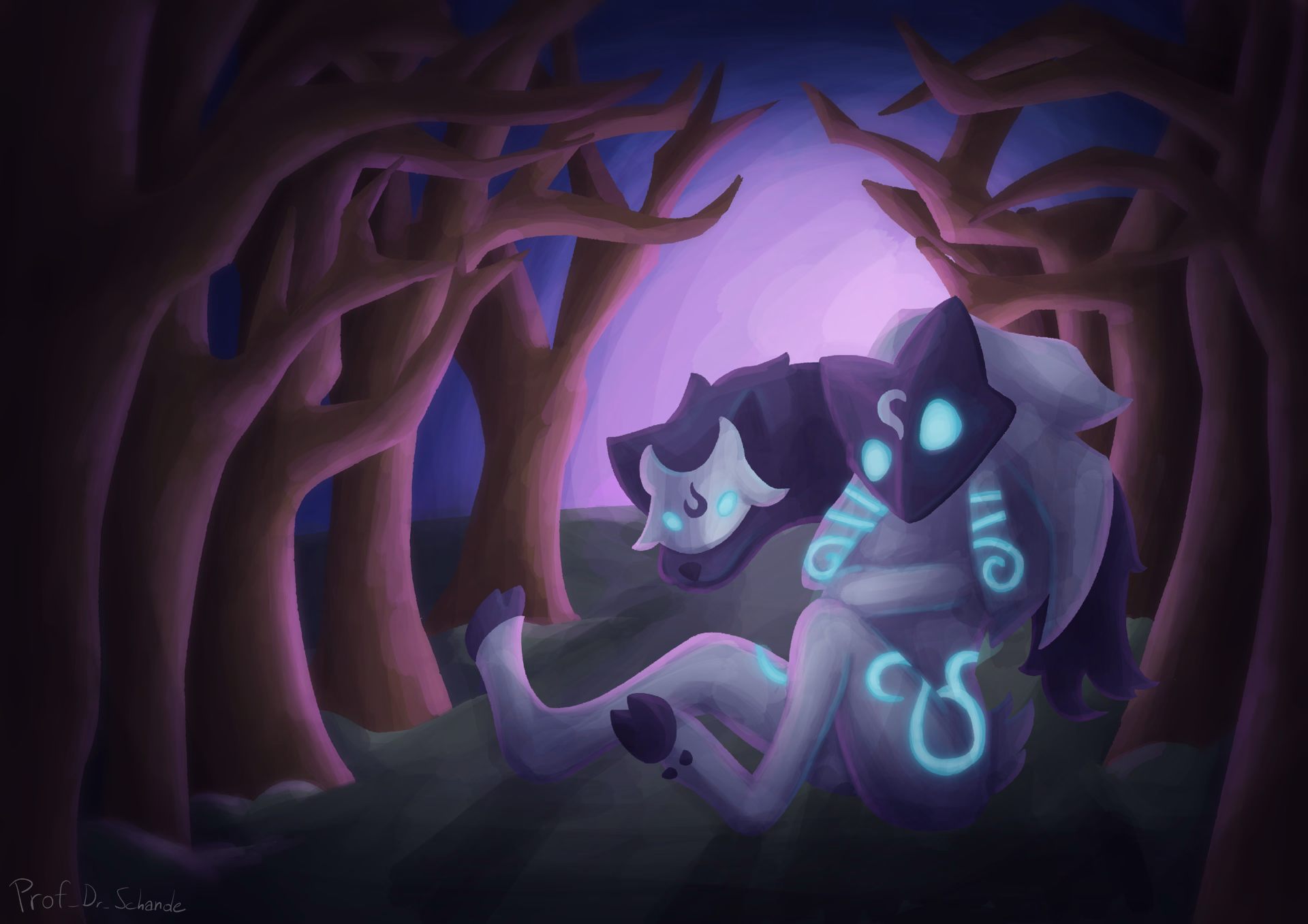 Artwork of Kindred, a character from the game League of Legends