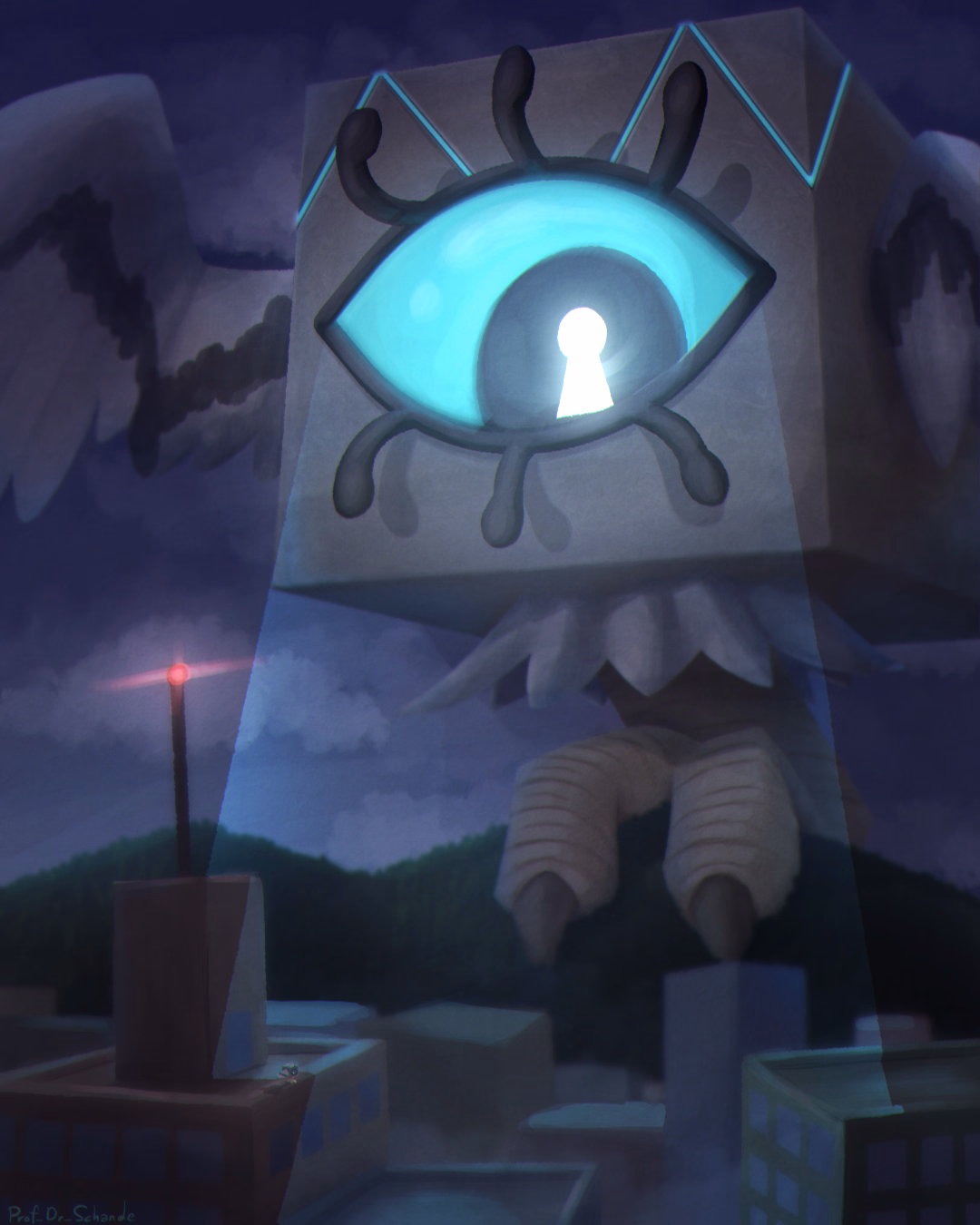 One of my Pieces of 2025's Artfight, featuring the character Peeping Tom owned by artist KabukisLemonJuice