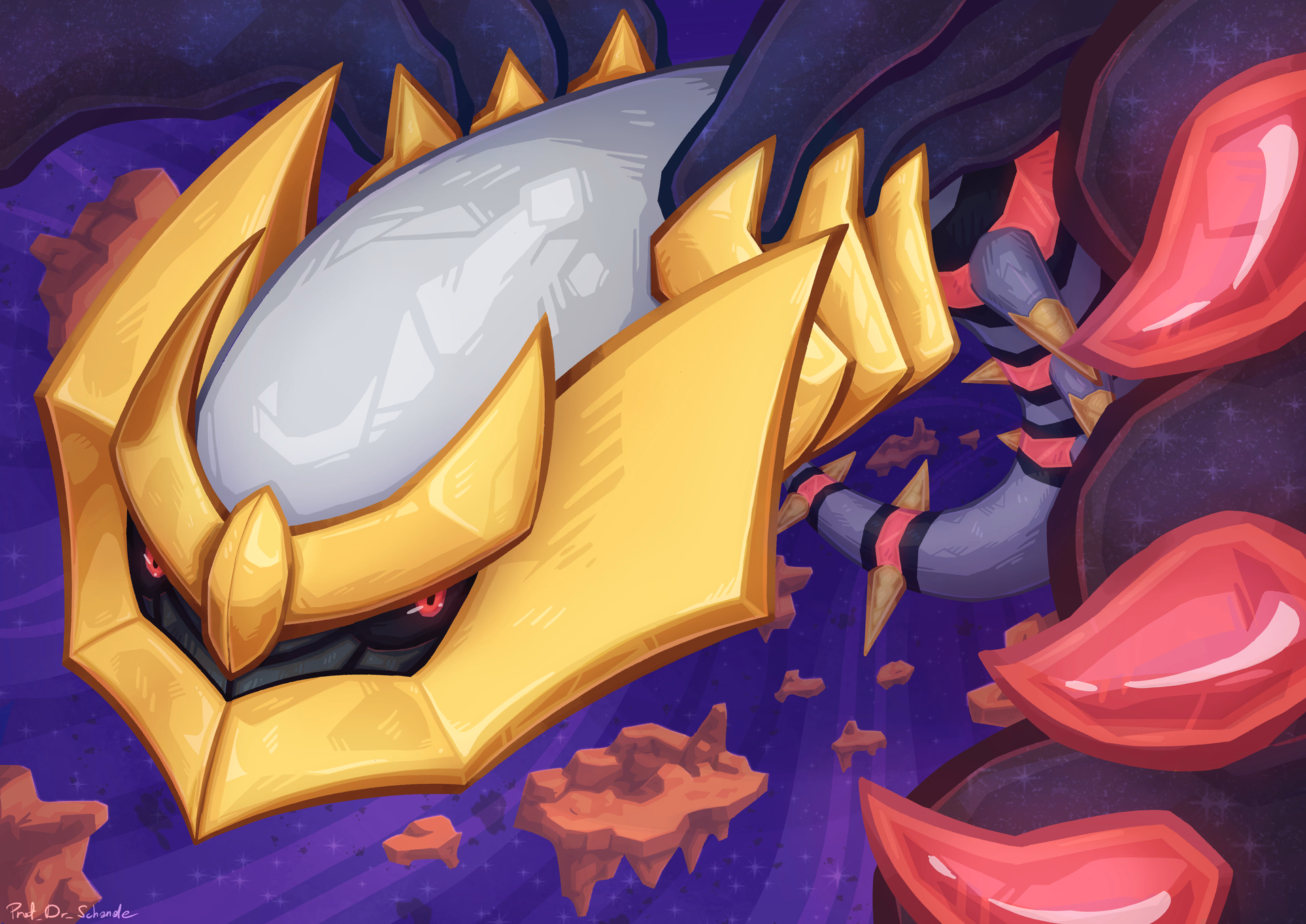 Fanart of the Pokemon Giratina from Pokemon, in the Distortion World